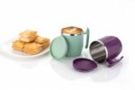 MAGIC SPOON Stainless Steel Travel Coffee Mug with Handle, Insulated Tea Cup, BPA-Free Double Wall Tumbler for Hot-Cold Beverages, Office, Home,Car- Pista-Purple, (Combo Pack (300ml X 2))