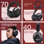 GameSir Bass Wireless Headphones with 40mm Drivers, Deep Bass Stereo Sound, Bluetooth 5.3, Over-Ear Noise Isolation Headset with LED Light, Built-in Mic for PC, Mobile & Laptop (Black) - Image 2