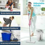 Flat Mop with Bucket Set for Home Cleaning Floor, Self Cleaning Microfiber Mop with Wash & Dry System, Wet and Dry Floor Cleaning Mop, Pocha for Tiles, Marble, Wooden Floors, 2 Refill Pads