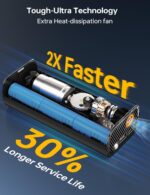 UN1QUE PT600 Cordless Tyre inflator for Car and Bike,150 PSI,6000 mAh Car Air Pump with LED Flash Light,Digital Display,Auto Shutoff Air Inflator for Cars,Bikes,Motorcycles,Balls - Image 3