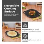 Lifelong Cast Iron 2-in-1 Dosa Tawa & Grill with Wooden Spatula (30cm) | Double-Sided Tawa/Pan for Roti, Dosa, Chapati, Fish & Steak | Naturally Nonstick, Gas & Induction Cookware | Reversible Cooking - Image 3