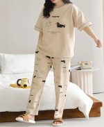 Louis Luxe Womens Korean Night Dress|| Full Pyjama Set || Korean Nightsuit ||Women Nightwear ||Round Neck Full Sleeve Nightsuit || Loungewear || Everyday Nightdress (ND-11) - Image 2