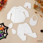 New Born Baby Cotton Clothing Set, 5-Piece, Yellow & White, 0-3 Months - Image 3