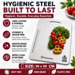 OrganizeMee Stainless Steel Chopping Board Large for Kitchen - Premium Cutting Board Vegetable and Fruit Cutter Chopper, Heavy-Duty Metal Chopping Board, Big Size Pad (36 cm X 25 cm) - Image 3