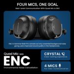HAMMER Bash Pro 33 dB Hybrid ANC Over Ear Wireless Headphones, 4 Mics for Clear Calling, Charge 10mins = 300mins playtime, 40mm Driver, Transparency Mode, 37Hrs Playtime, Super soft Cushion, 5.3 Black - Image 6