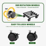 Urban Plant Heavy Duty Plant Stand with Wheels | Wheel Pot Trolley for Balcony, Indoor & Outdoor | Rust-Proof Metal Gamla Stand (Black Square Caddy - Pack of 4) - Image 3