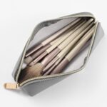 AROPANA Vegan Leather Pencil Case & Organizer - Portable Premium Zipper Pouch for School, Office, and Travel - Multi-Use Organizer for Stationery|Cosmetic|Makeup Brushes-21cm x 5cm - Grey - Image 3