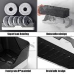 YTHIᵀᴹ Plastic Bathroom Accessories, Bathroom Rack, Bathroom Shelf Organizer, Wall Mounted Shelf, Bathroom Hardware and Accessories, Storage Racks White and Black 1Pcs - Image 2
