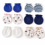 Baby Eli Cotton Newborn Mittens (Picot Wrist) Set of 6 for Baby Boys & Girls 0–6 Months | Soft and Cozy Unisex Infant Gloves | Assorted Baby Hand Gloves | Adjustable Scratch Protection