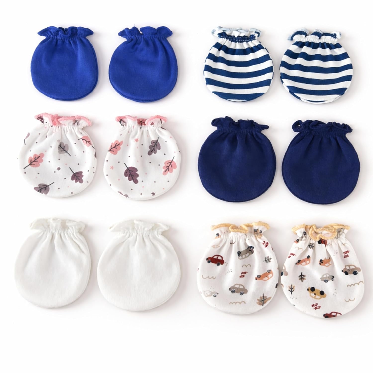 71-jbP7xQSL._SL1500_.jpg Baby Eli Cotton Newborn Mittens (Picot Wrist) Set of 6 for Baby Boys & Girls 0–6 Months | Soft and Cozy Unisex Infant Gloves | Assorted Baby Hand Gloves | Adjustable Scratch Protection - Image 1
