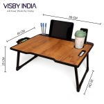 Study Table Bed Table Premium Laptop Table/Foldable and Portable Wooden/Writing Desk for Office/Home/School (Wood US COTTED) - Image 2