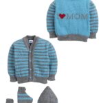 SMAZZ 3-Piece Baby Woolen Winter Set | Soft Knitted V-Neck Sweater, Cap & Socks | Cozy Full Sleeve Cardigan Outfit for Newborn Boys & Girls (0–12 Months)
