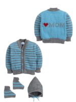 SMAZZ 3-Piece Baby Woolen Winter Set | Soft Knitted V-Neck Sweater, Cap & Socks | Cozy Full Sleeve Cardigan Outfit for Newborn Boys & Girls (0–12 Months)