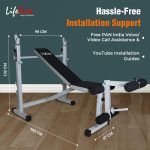 Life Line Multi Adjustable Weight Bench With Leg Curl, Leg Extension & Barbell Rack for Full Body Workout Bench, Strength Training Home Gym Equipment, LB-305 Gym Bench for Home - Image 4