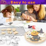 Halloween Cookie Cutters Set, 9-Piece Halloween Cutters - Stainless Steel Silver, Including Pumpkin, Ghost, Bat, Witch Hat, Candy Etc Baking Stamps Tool, for Holiday DIY Cookie and Kitchenware - Image 2