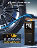 UN1QUE PT600 Cordless Tyre inflator for Car and Bike,150 PSI,6000 mAh Car Air Pump with LED Flash Light,Digital Display,Auto Shutoff Air Inflator for Cars,Bikes,Motorcycles,Balls - Image 2