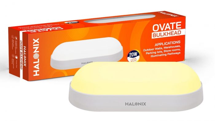 Halonix Polycarbonate Ovate 20W Yellow Wall Lamp Outdoor Led Bulkhead | Waterproof Outdoor Light | IP65 | Outdoor Waterproof Light for Garden and Bathroom (Warm White, Pack of 1), Warranty-2 Years