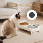 Elevated Cat Feeder Bowl, Anti-Choking Raised Cat Food and Water Bowl with Wooden Stand, Pet Feeding and Drinking Supplies for Small and Medium Sized Dogs (Cat Bowls-White) - Image 6