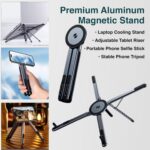 Aluminium Alloy Folding and Height Adjustable Stand Compatible with Laptop, Mobile and iPad, with Magnetic Feature for iPhone, Grey, 2026 Model - Image 2