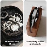 eo Travel Organizer Pouch | Toiletry Pouch for Men & Women | Mini Cable Organiser Bag for Travel, Tech, Charger & Laptop Cable Pouches with Carabiner, Super Smooth Zipper (Brown) - Image 2
