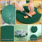 360°Rotatable Circle Stand-able Double-Sided Chopping Board Antibacterial Chopping Block with Easy-Grip Handle Thickened Kitchenware Durable Round Cutting Serving Chopping Board Block - Image 4