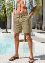Vogaan Men's Cotton Linen Shorts | Comfortable Breathable Casual Summer Shorts for Men - Image 4