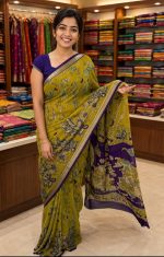 Women's Softy Moss Georgette Printed Saree with Vibrant Jari Border | Elegant Traditional Saree | Lightweight, Soft & Comfortable | Unstitched Blouse Piece - Image 6