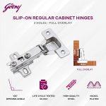 Godrej Cabinet Hinges| Slip On Regular Hinge|15-22 mm Panel Thickness | Concealed Hinges for Full Overlay Doors | Wardrobe, Kitchen, Bathroom | 1 Year Warranty | Pack of 2 - Image 3