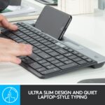 Logitech K580 Slim Multi-Device Wireless Keyboard – Bluetooth/Receiver, Compact, Easy Switch, 24 Month Battery, Win/Mac, Desktop, Tablet, Smartphone, Laptop Compatible - Graphite - Image 4