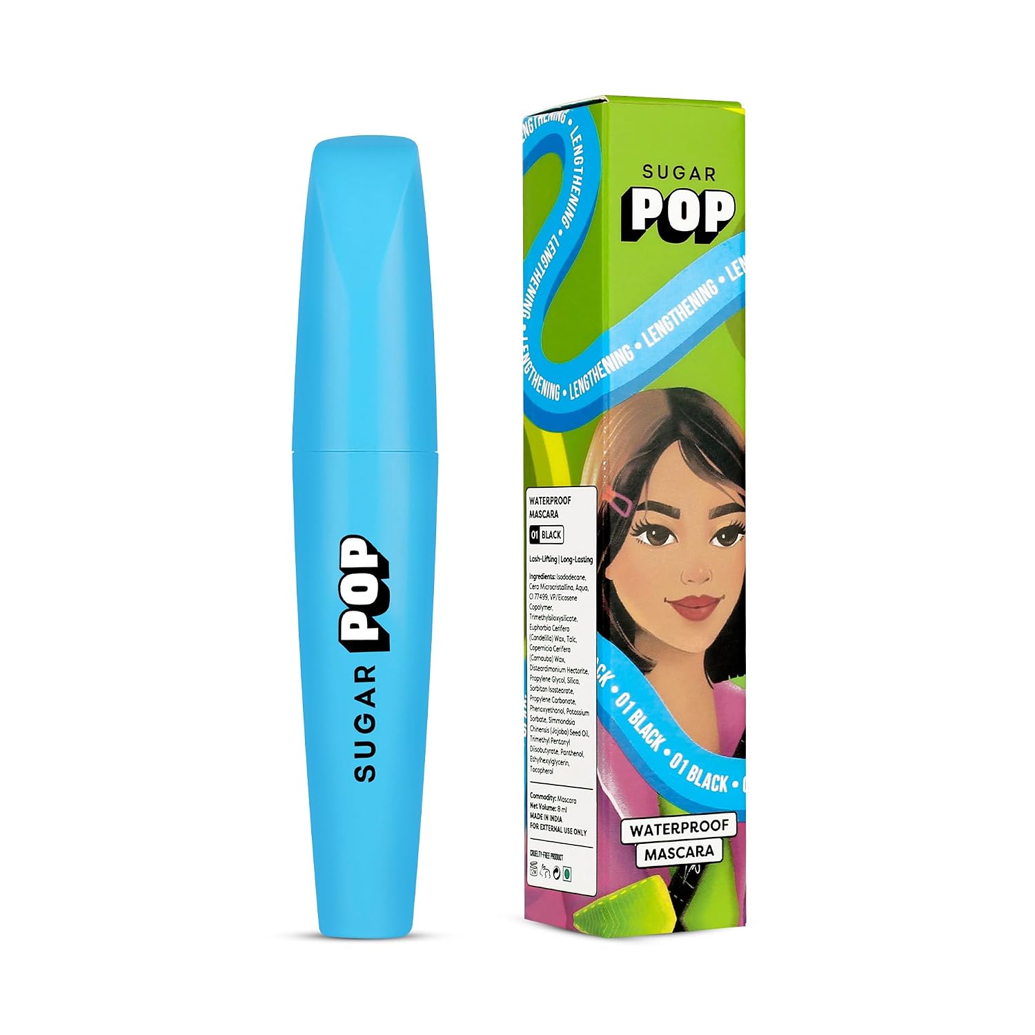 712hmQ75fUL._SL1500_.jpg SUGAR POP Waterproof Mascara | Vitamin E & Jojoba Oil | Smudge-proof | Lengthening | Water-Resistant | 8 gms - 01 Black - Image 1