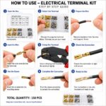 150PCS Automotive Electrical Terminal Assortment cable jointer Kit, Brass Spade Crimp Pins, Quick Disconnect Connectors, Multi size male female Terminals Wiring Repair Set with Storage Box - Image 7