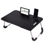 Wood Smart Multipurpose Foldable Laptop Table with Cup Holder, Study Table, Bed Table, Breakfast Table, Portable,Ergonomic & Rounded Edges/Non-Slip Legs (New Black) - Image 8