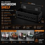 OBIXO Bathroom Organiser Without Drill Self Adhesive Bathroom Shelf/Bathroom Stand for Wall/Bathroom Accessories Set Shampoo Holder, Shop Stand (2-Shelf -2shop Black) - Image 2