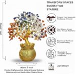 JD FRESH Feng Shui 7 Chakra Crystal Tree with Golden Money Bag Base/Natural Gemstone Decorative Showpiece Bonsai Tree for Home & Office Décor, Good Luck Diwali Gift, Wealth & Prosperity - Image 2