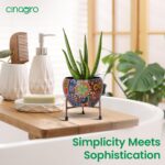 CINAGRO Metal Flower Vase Planter Pot with Iron Stand, Pots for Plants, Plant Pots for Home Decoration, Succulent Pot, Indoor Planter Garden Decor (Size: 6X6 inch) Style: Mandala Fusion Spectrum | Plant Pots for Home Decor, Rust Resistant, Indoor Planter, Succulent Pot - Image 3