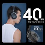 HAMMER Bash Pro 33 dB Hybrid ANC Over Ear Wireless Headphones, 4 Mics for Clear Calling, Charge 10mins = 300mins playtime, 40mm Driver, Transparency Mode, 37Hrs Playtime, Super soft Cushion, 5.3 Black - Image 7