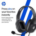 HP H120 Stereo USB Headset, Plug-and-Play USB-A, Built-in Noise-canceling mic, Adjustable Head Strap, Padded Ear Cushions, 360-degree Bendable mic, 1-Year Limited Warranty, Black, 9Z4V9AA - Image 2