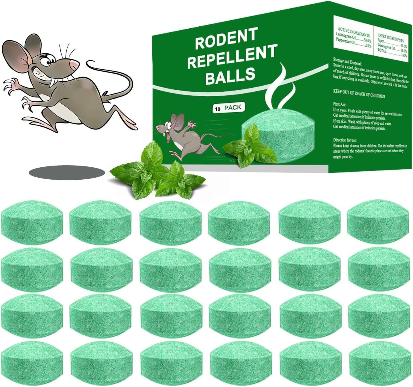 714mxggGp3L._SL1442_.jpg Rat Repellent Rodent, Mouse, Rats, Spider, Squirrel, Pest Control Indoor & Outdoor, Natural Mouse Deterrent Replace Traps Car Home Pack of 1 (10 Tablet) Repel Mice and Rats Protect Wires in Car, No Kill Only Repels Home Garden Patio Garage Rat Controller Pills to Keep Rodents Out of Car (10-boll) - Image 1
