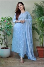 Nayasi Women's Viscose Floral Embroidered Straight Kurta Pant with Dupatta - Image 4