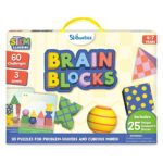 Skillmatics Brain Blocks, 3D Early STEM Building Blocks Game for Kids, Shapes, Balance & Pattern Play, 3 Levels of Challenge Cards, Screen-Free Learning Toy, Gift for Boys & Girls Ages 4, 5, 6, 7