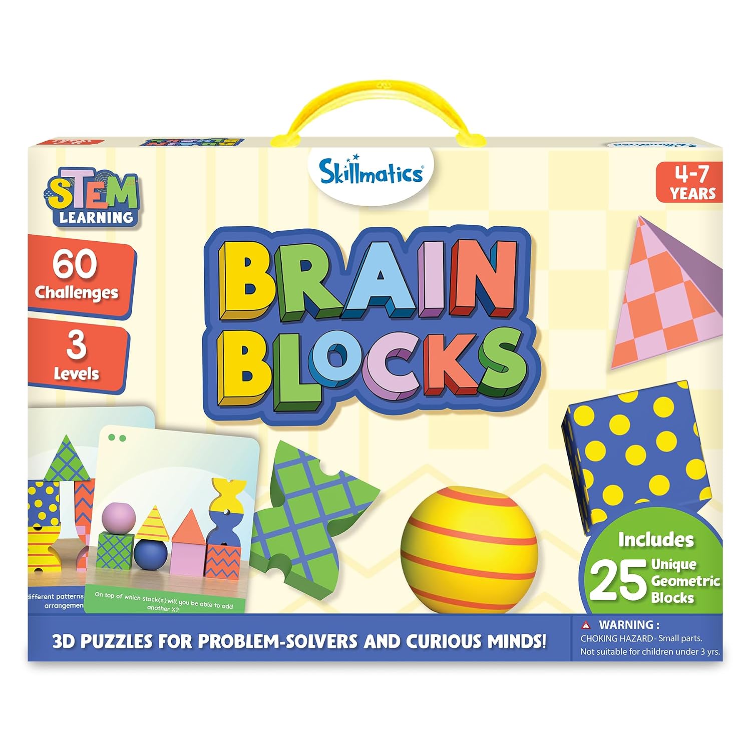 714xdznLhsL._SL1500_.jpg Skillmatics Brain Blocks, 3D Early STEM Building Blocks Game for Kids, Shapes, Balance & Pattern Play, 3 Levels of Challenge Cards, Screen-Free Learning Toy, Gift for Boys & Girls Ages 4, 5, 6, 7 - Image 1