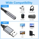 Tobfit USB to 3.5mm Headphone Adapter, USB A to Aux Jack Audio Adapter Cable Cord for PS5 PS4 PC Windows Mac Linux Laptop Desktop and More - Image 4