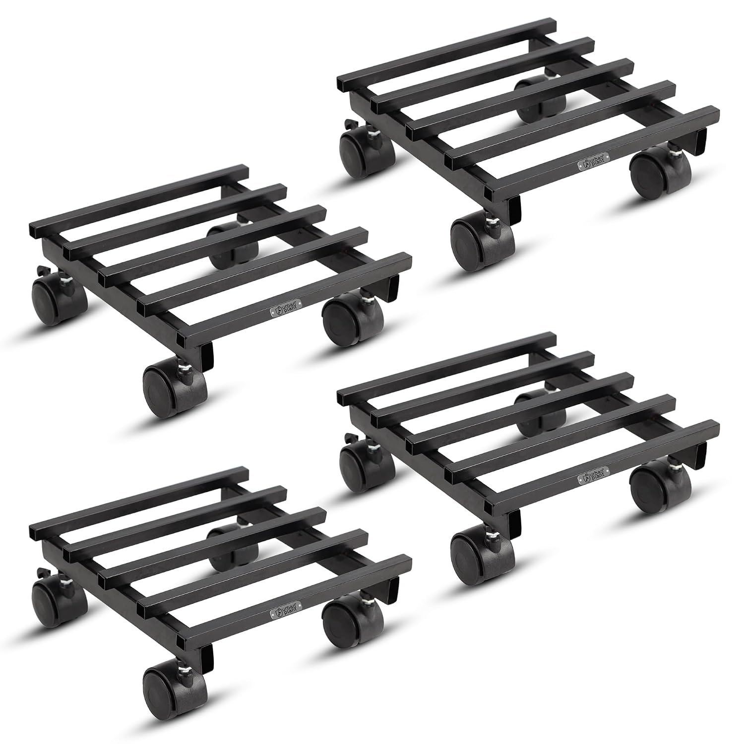 7150j-j2tQL._SL1500_.jpg Urban Plant Heavy Duty Plant Stand with Wheels | Wheel Pot Trolley for Balcony, Indoor & Outdoor | Rust-Proof Metal Gamla Stand (Black Square Caddy - Pack of 4) - Image 1