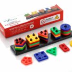 Wirescorts Angle Geometric Plastic Blocks, Sorting & Stacking Toys for Toddlers and Kids Preschool, Color Stacker Shape Sorter Gift Educational Learning Toy for 1 2 3 Years Boys and Girls, Multicolor