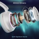 boAt Rockerz 480, RGB LEDs,6 Light Modes, 40mm Drivers,Beast Mode, 60H Battery, ENx Tech, Stream Ad Free Music via App Support, Bluetooth Headphones, Wireless Over Ear Headphone with Mic (White Sabre) - Image 4