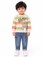 Krishn Creations Kids Clothes for Boys | Printed Cotton Full Sleeves Sweatshirt and Denim Pants Clothing Set | Casual Baby Boy Dress