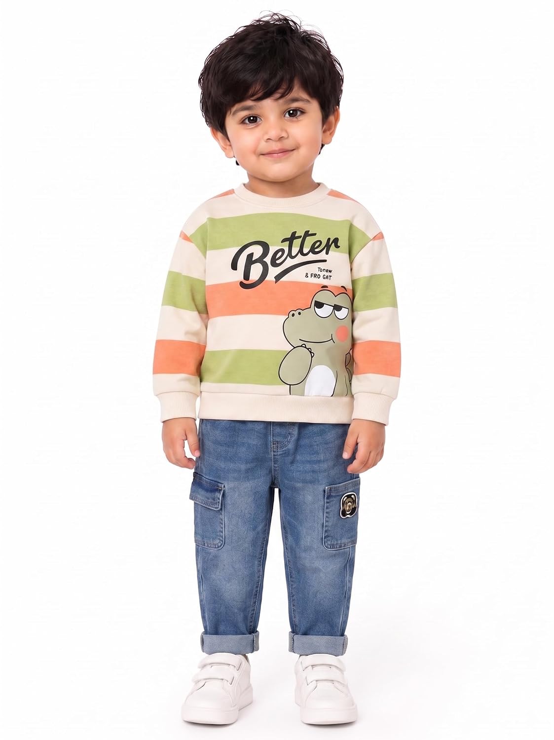 715ZdTyxbnL._SL1500_.jpg Krishn Creations Kids Clothes for Boys | Printed Cotton Full Sleeves Sweatshirt and Denim Pants Clothing Set | Casual Baby Boy Dress - Image 1