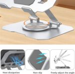 Laptop Stand with 360° Rotating Base, Ergonomic Computer Riser for Desk, Adjutable Height Muti-Angle, Foldable Laptop Mount & Desk Accessories (Silver) - Image 8