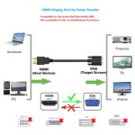 (in) DisplayPort to (Out) VGA Adapter DP to VGA Cable Male to Male Gold-Plated for Computer, Laptop, Monitor, TV, Projector (NOT Bidirectional) (3 FT-1PACK) - Image 2