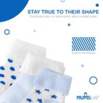 MumsLap Baby Socks for Boys and Girls | Cotton Blend Ankle Length Winter Socks for Newborns Infants Toddlers | Soft Breathable Terry Socks with Sweat Absorption, 5 Pairs (White, Blue, 0 to 12 Months) - Image 4